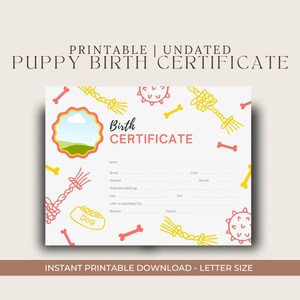 Kleurrijke geboorteakte puppy