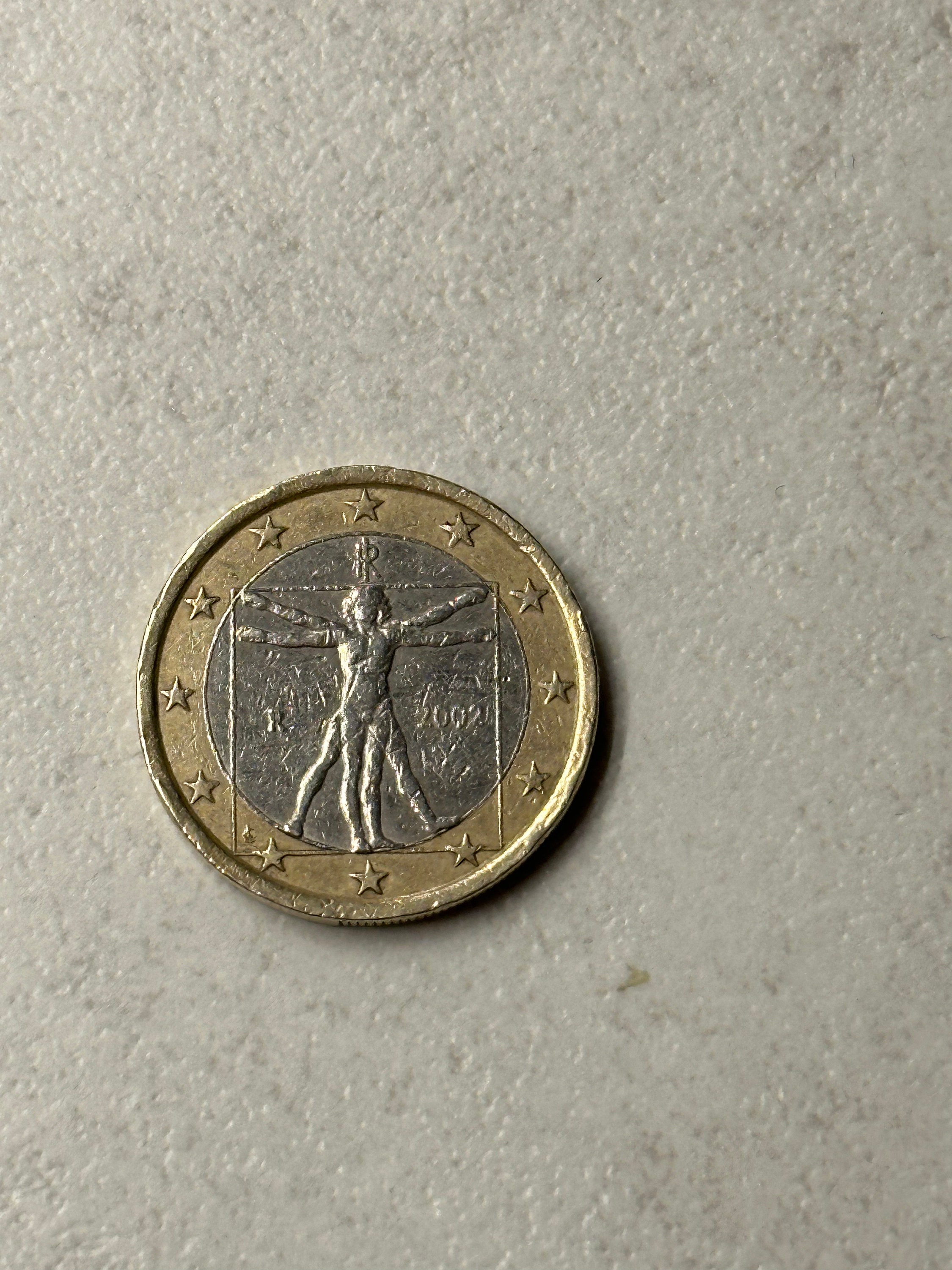 Rara moneta da euro di Leonardo da Vinci del 2002 con un