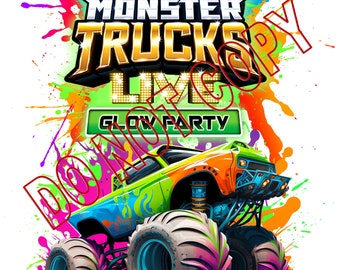 Monster Truck Glow Party Hotwhees MonsterJam PNG, Kolorowy splatter Clipart (Projekt cyfrowy, Sublimacja, dtf)