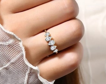 Moissanite Ring, Diamond Engagement Women Rings, Sterling Silver Ring, Wedding Handmade Minimalist Statement Ring