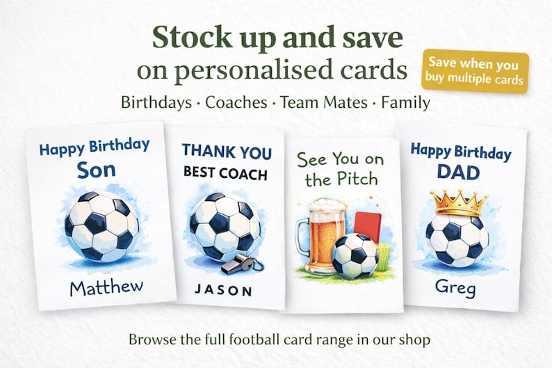 Personalised Football Birthday Card with Custom Age & Colour image 8