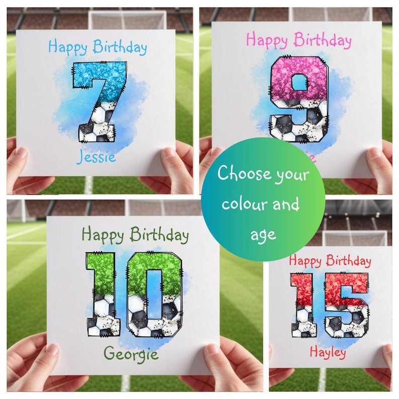 Personalised Football Birthday Card with Custom Age & Colour image 4