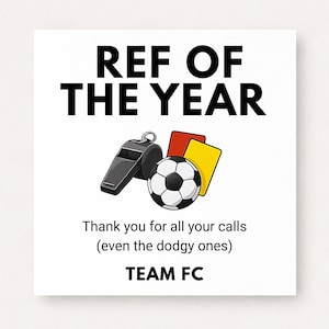 Personalised Referee Thank You Card – Ref of the Year Football Card – Funny Ref Gift – Football Team Appreciation Card