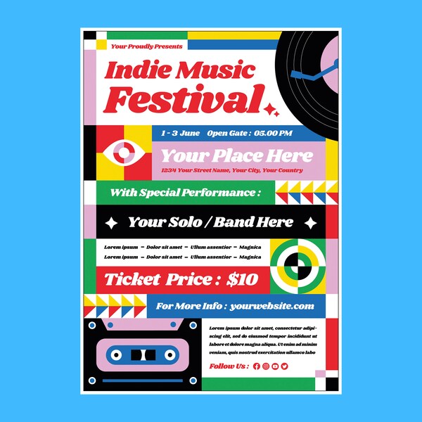 Indie Music Festival Flyer Template