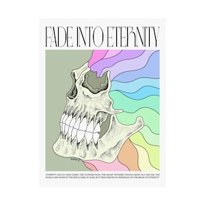 Fade Into Eternity Poster, Pointillismus Poster, Totenkopf Art Print, Dark Art Poster
