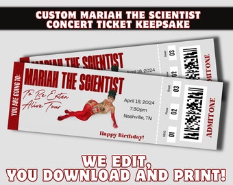 Personalized 2024 Mariah the Scientist To Be Eaten Alive Tour Concert Ticket Keepsake - Custom Digital Download