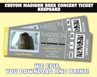 Personalized 2024 Madison Beer The Spinnin Tour Concert Ticket Keepsake - Custom Digital Download