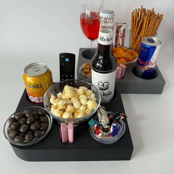Couchbar mini Snackbar mit 2 Glasschalen | Couch bar | Sofabutler | Serviertablett | Personalisiertes Geschenk | Snackbox | Couchbar Wein