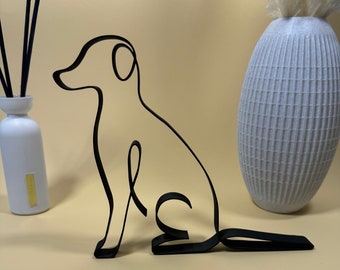 One Line Art - Hund | 3D Druck | Moderne Kunst | Minimalistisch | Line Art Deko | Line Art 3d gedruckt | Geschenkidee für Hundelilebhaber