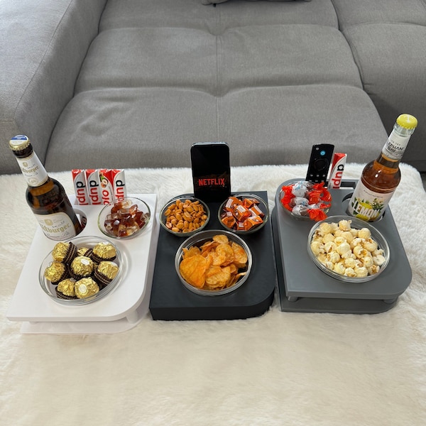 Couchbar mini Snackbar mit 2 Glasschalen | Sofabutler | Serviertablett | Sofatablett | Couch bar | Couchbutler | Couch Tablett | Sofa-Bar