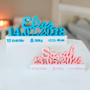 Baby Geburt Geschenk personalisiert, Personalisiertes Babygeschenk, Geschenk Geburt Junge, Geschenk Geburt Mädchen, Baby Aufsteller