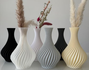 Vase für Trockenblumen / Spiralvase /  Vase 3D Druck / Pampasgras / Eukalyptus / Vase Glas Optik / Dekovase | Kunstblumen | Schleierkraut