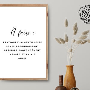 Positive French Poster | French Quote for Wall Decor | Neutral Daily Affirmation Wall Art | Print on Demand
