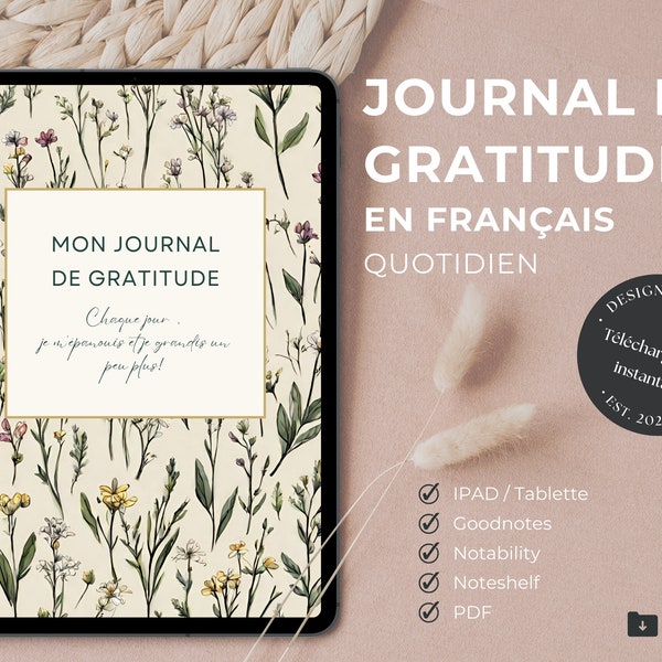 Journal de Gratitude en Français | Journal Numérique Non Daté | Planificateur GoodNotes | Journal bien-être | Daily Digital Journal