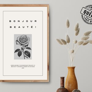 Positive French Poster | French Quote for Wall Decor | Neutral Daily Affirmation Wall Art | Print on Demand
