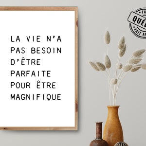 Positive French Poster | French Quote for Wall Decor | Neutral Daily Affirmation Wall Art | Print on Demand