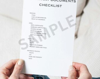 Checklista för viktiga dokument utskrivbart ark