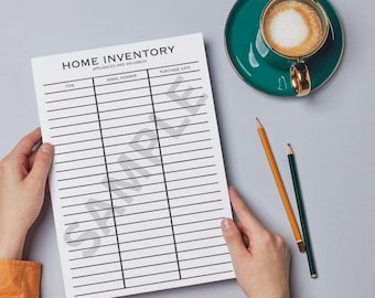 Home Inventory Printable Sheet