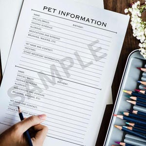 Pet Information Printable Sheet