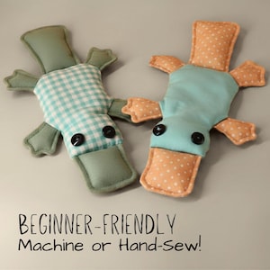 Vogelbekdier pluche naaipatroon eenvoudig gewogen knuffeldier fidget speelgoed zintuiglijk cadeau voor volwassenen naaipatroon unieke dierenvulling sjabloon