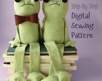 Frog Doll Sewing Pattern for Animal Doll Plushie Shelf Sitter DIY Decor Gift for New Parent Baby Room Decor for Nursery Sewing Pattern Easy