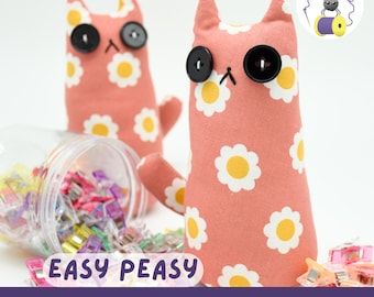 Kitty Cat Digital Sewing Pattern, Beginner Pattern, 3/10 Difficulty, DIY Cat Stuffed Animal, Step by Step Picture Instructions for Sewing