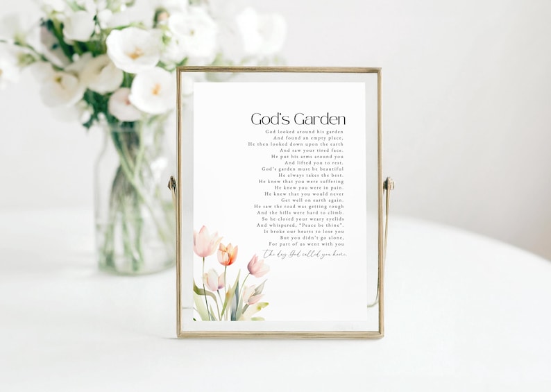 Gods Garden Poem, Gods Garden Prayer, Printable, God’s Garden Funeral