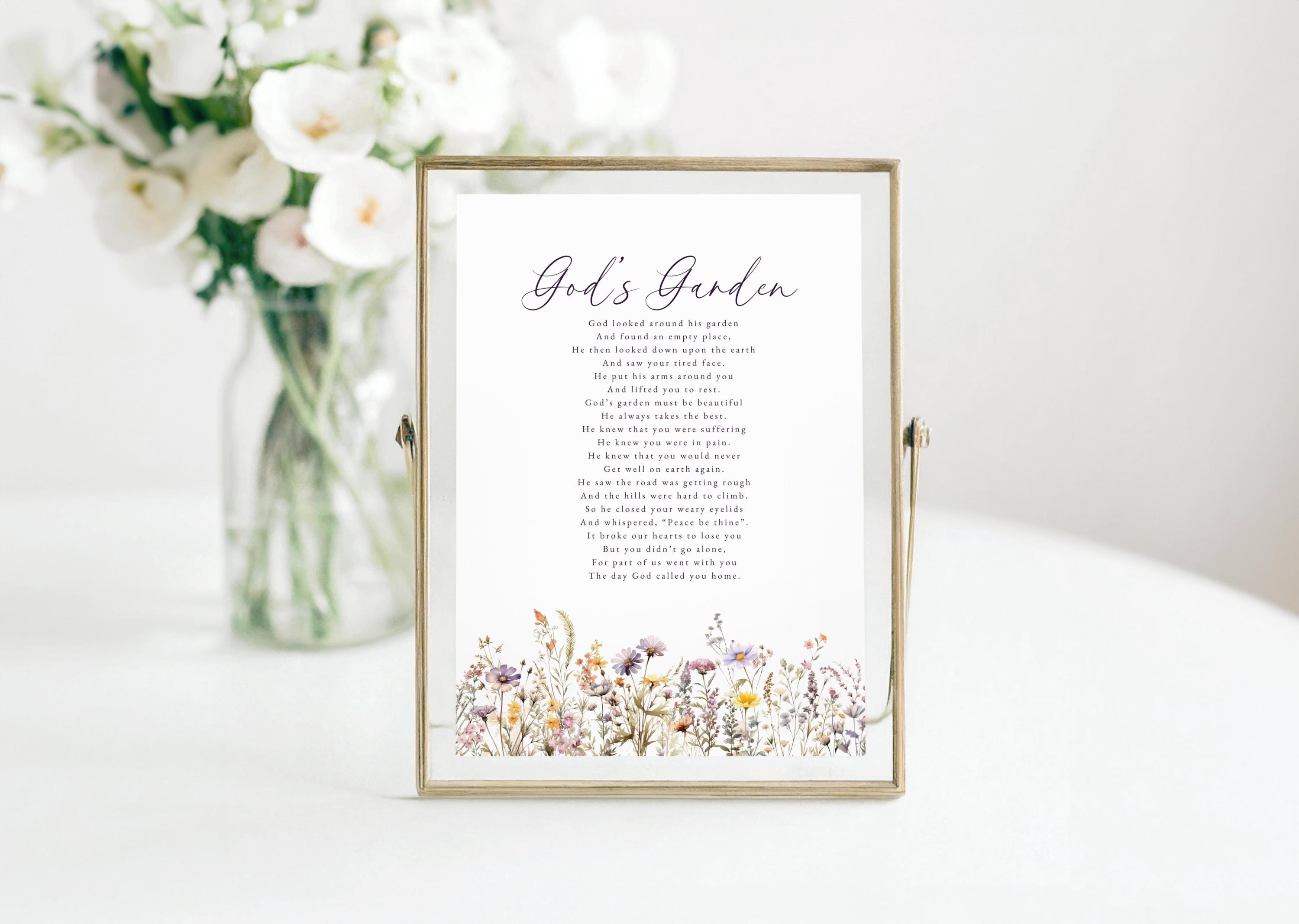 Funeral Table Poem, God's Garden Poem, Gods Garden Funeral Poem, Poems