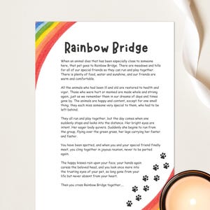 Rainbow Bridge Poem Dog, Rainbow Bridge Dog, Rainbow Bridge for Dogs, Printable Story About Losing a Pet, Pet Loss Quotes, Sympathy, Owner