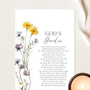 Gods Garden Poem, Gods Garden Prayer, Printable God’s Garden Funeral Poem, Sympathy Gift for Loss of a Loved One, Download & Print Yourself