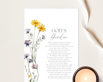 Gods Garden Poem, Gods Garden Prayer, Printable God’s Garden Funeral Poem, Sympathy Gift for Loss of a Loved One, Download & Print Yourself