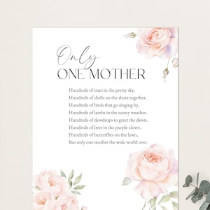 A Poem About My Mother, Poems for Mom, Only One Mother, Original Poetry, Digital Download, Unique Mother&#39;s Day Gift - Poems about Mothers