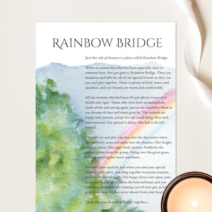 Rainbow Bridge Poem, Rainbow Bridge Poem Printable, Pet Loss Quotes, PDF, Short Story, Sympathy for Lost Pets - Male & Female Pet Versions