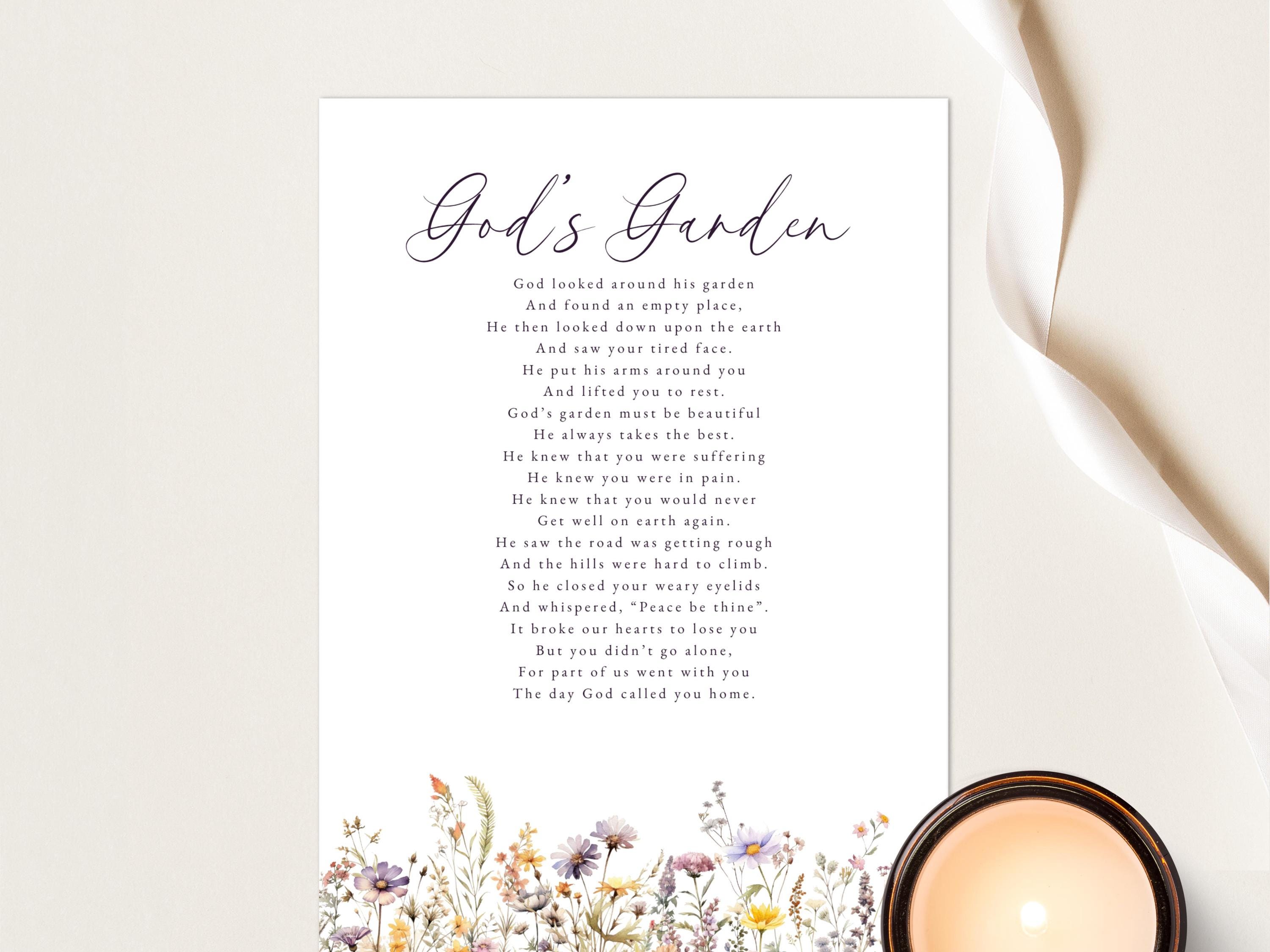 Funeral Table Poem, God's Garden Poem, Gods Garden Funeral Poem, Poems