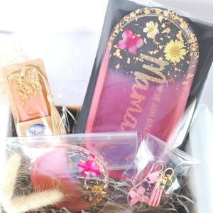 Handige gepersonaliseerde geschenkdoos voor vrouwen / Sieradenhouder met lege zak / Sleutelhanger met winkelwagentje / Bladwijzer / Onderzetter