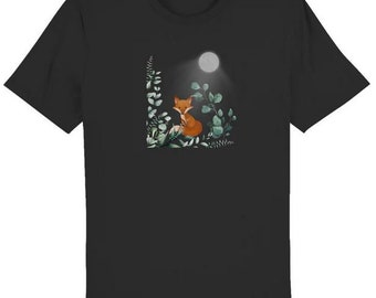 Round neck organic T-shirt with fox pattern / Fox