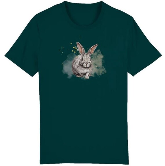 Round Neck Organic T-shirt With Rabbit Pattern / Rabbit - Etsy