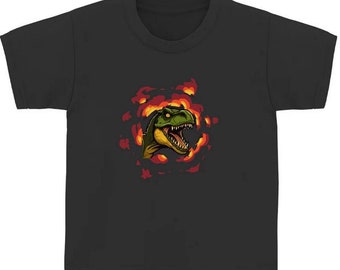 T-shirt organica girocollo con motivo dinosauro / T-Rex