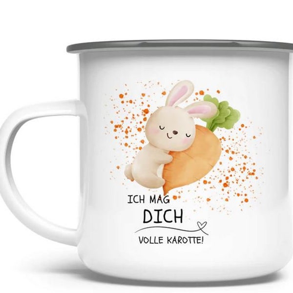 Emaille Tasse Ich mag DICH volle Karotte