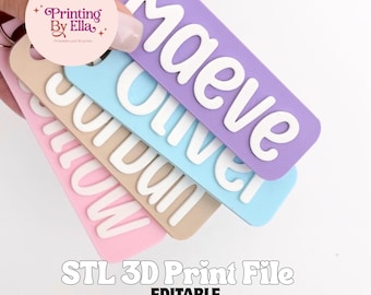 Portachiavi con nome personalizzato, file di stampa 3D / STL modificabile
