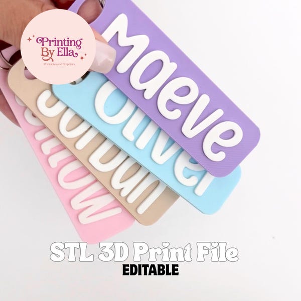 Personalized Name Keychain 3D Print File | Editable STL