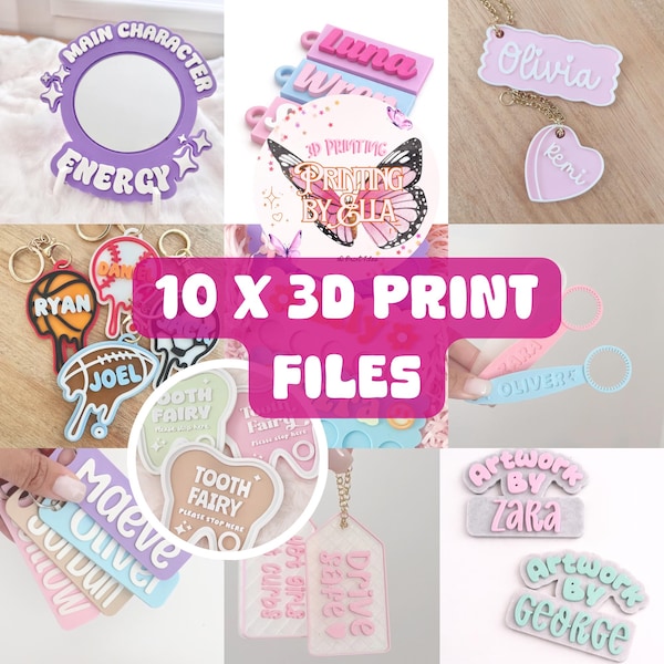 10 x 3D Print Files Bundle | STL, 3MF, Tinkercad Editable Files
