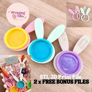 Easter Playdoh Holder 3D Print Files | Bunny, Stars, Egg Hunt Signs (STL Download) image 1
