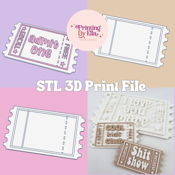 Blank Coupon Ticket STL | 3D Printable Custom Voucher | 3d print file
