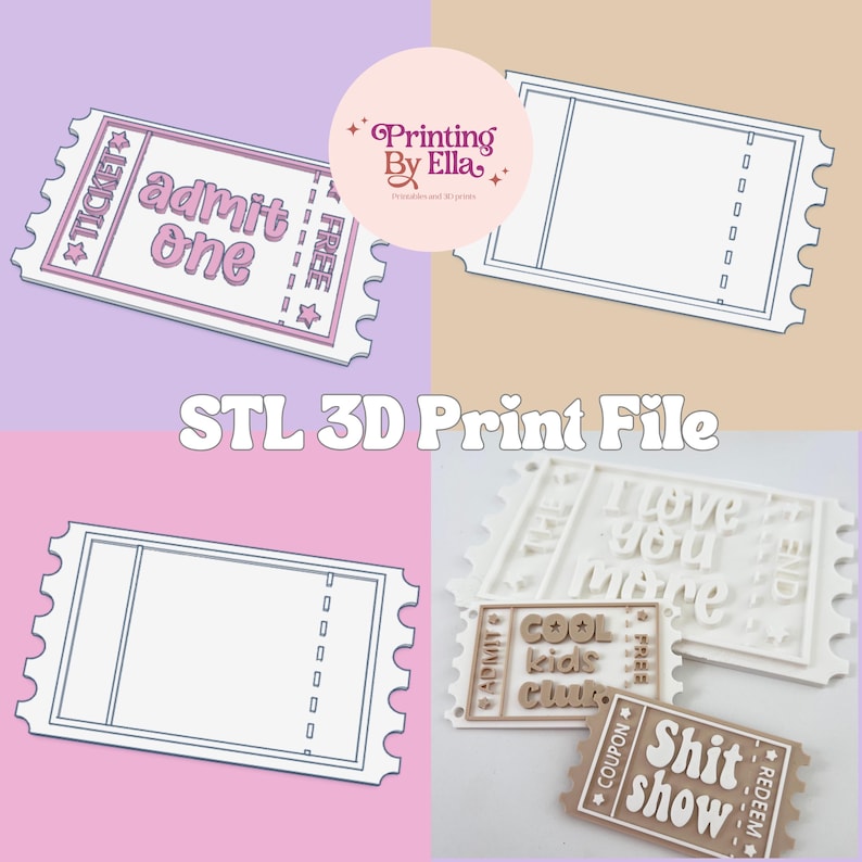 Blank Coupon Ticket STL | 3D Printable Custom Voucher | 3d print file image 1