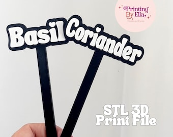 3D Print STL Garden Herb Sign Stakes | Basil, Thyme, Parsley (Digital Download)