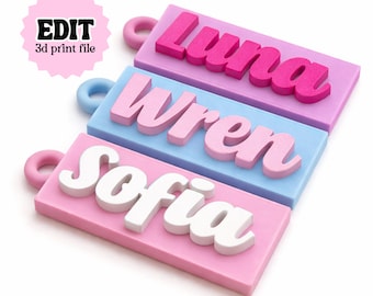 Portachiavi con nome personalizzato, file di stampa 3D / STL modificabile