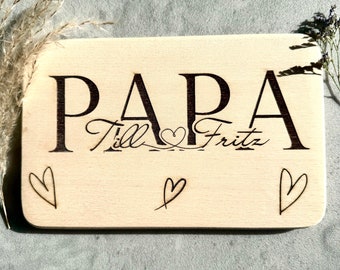 Frühstücksbrett Vatertag, Brettchen, Vatertag, Holzbrett personalisiert für Papa, Geschenk Holzbrett mit Gravur, individuell mit Name