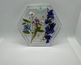 Sous-verres de fleurs pressées en résine