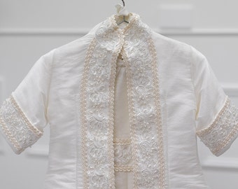 Spanish style Baptism gown Christening gown Wedding ring bearer Ropon para bautizo Romper Gown